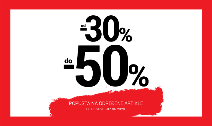 od -30% do -50% na određene artikle