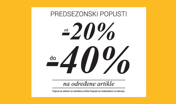 Predsezonski popust od 20% do 40%