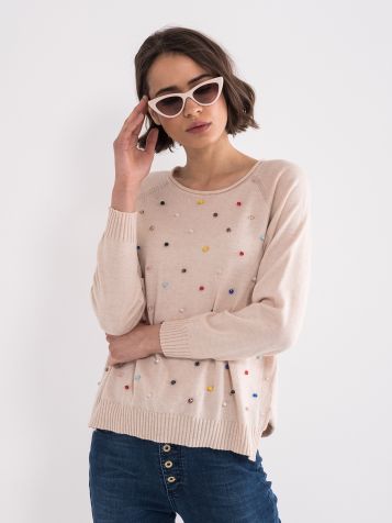 Džemper sa šarenim perlicama